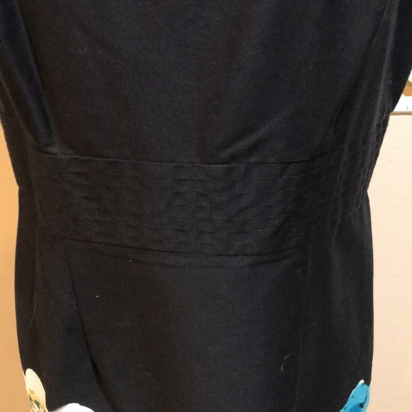 NWT Muse Womens Black Cotton Blend Floral Detailing Sheath Dress- Size 14 - Picture 7 of 13